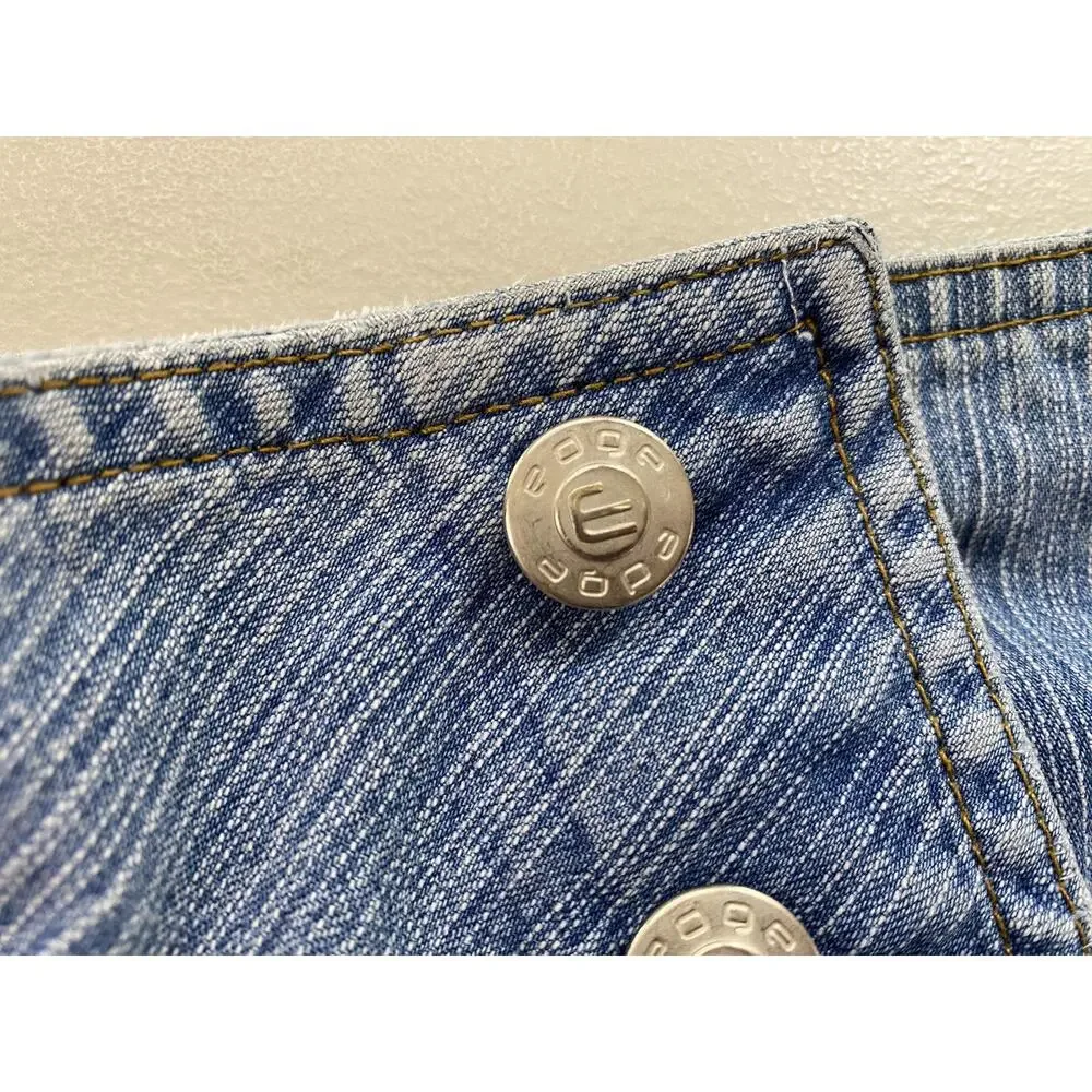 Vintage Edge Denim Skirt Juniors 7 Medium Button Fly Long Side Slit Y2K 31x33‎